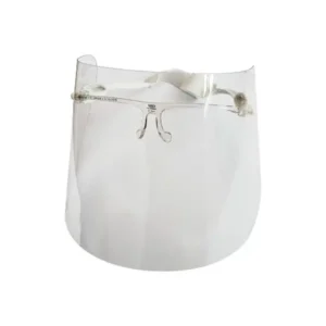 transparent protective visor with transparent support seen from the front